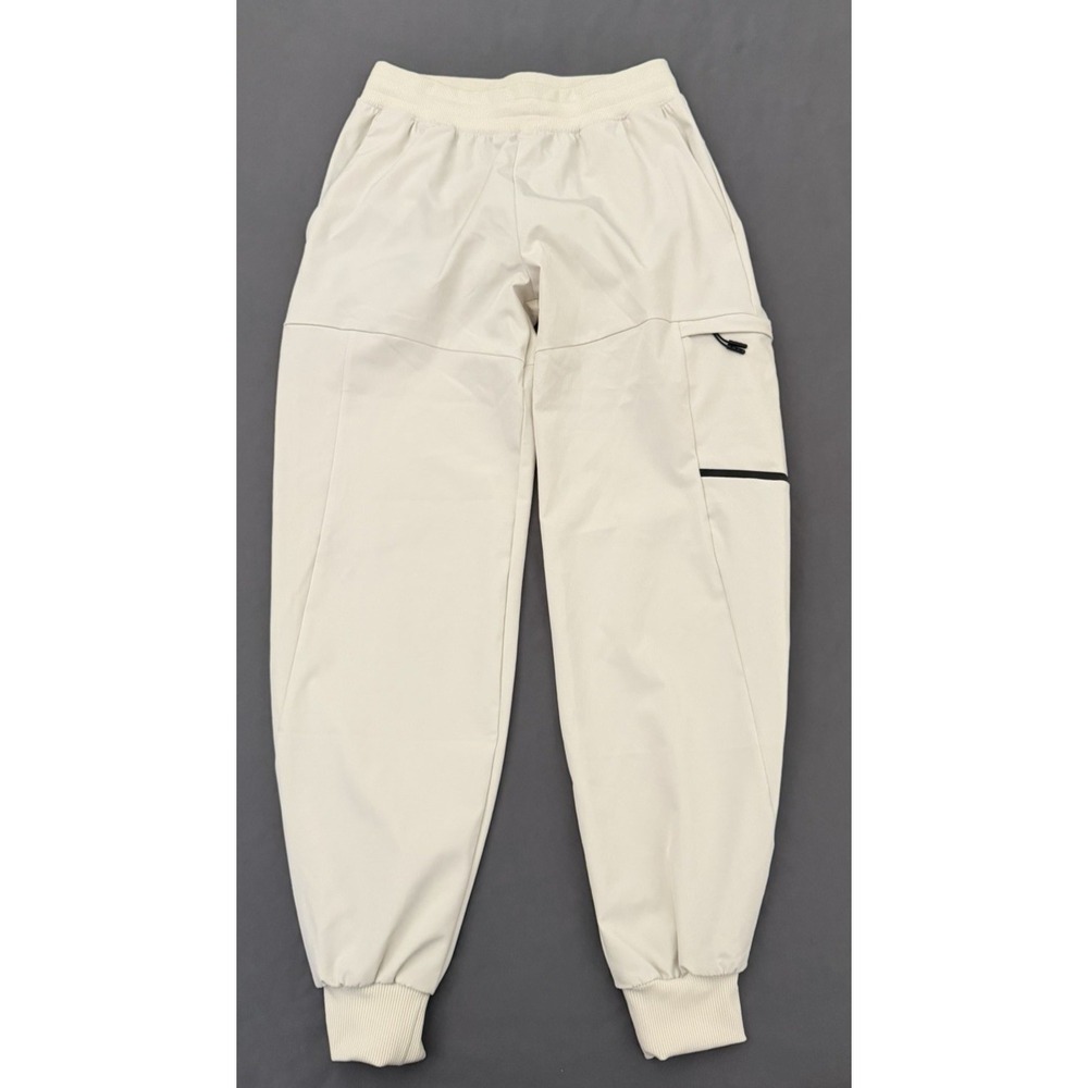 Apana Boys Jogger Pants Boys Size Medium Ivory Lightweight Zip Pocket Pull On